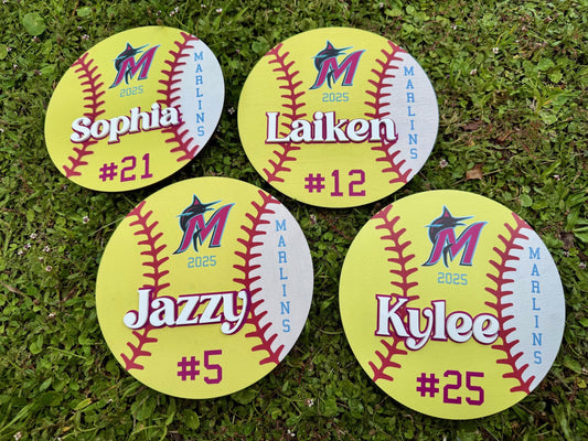 Custom Softball Award Sign – 9" Birch Wood with 3D Acrylic Name – Personalized End of Season Gift, Senior Night, or Player Room Decor