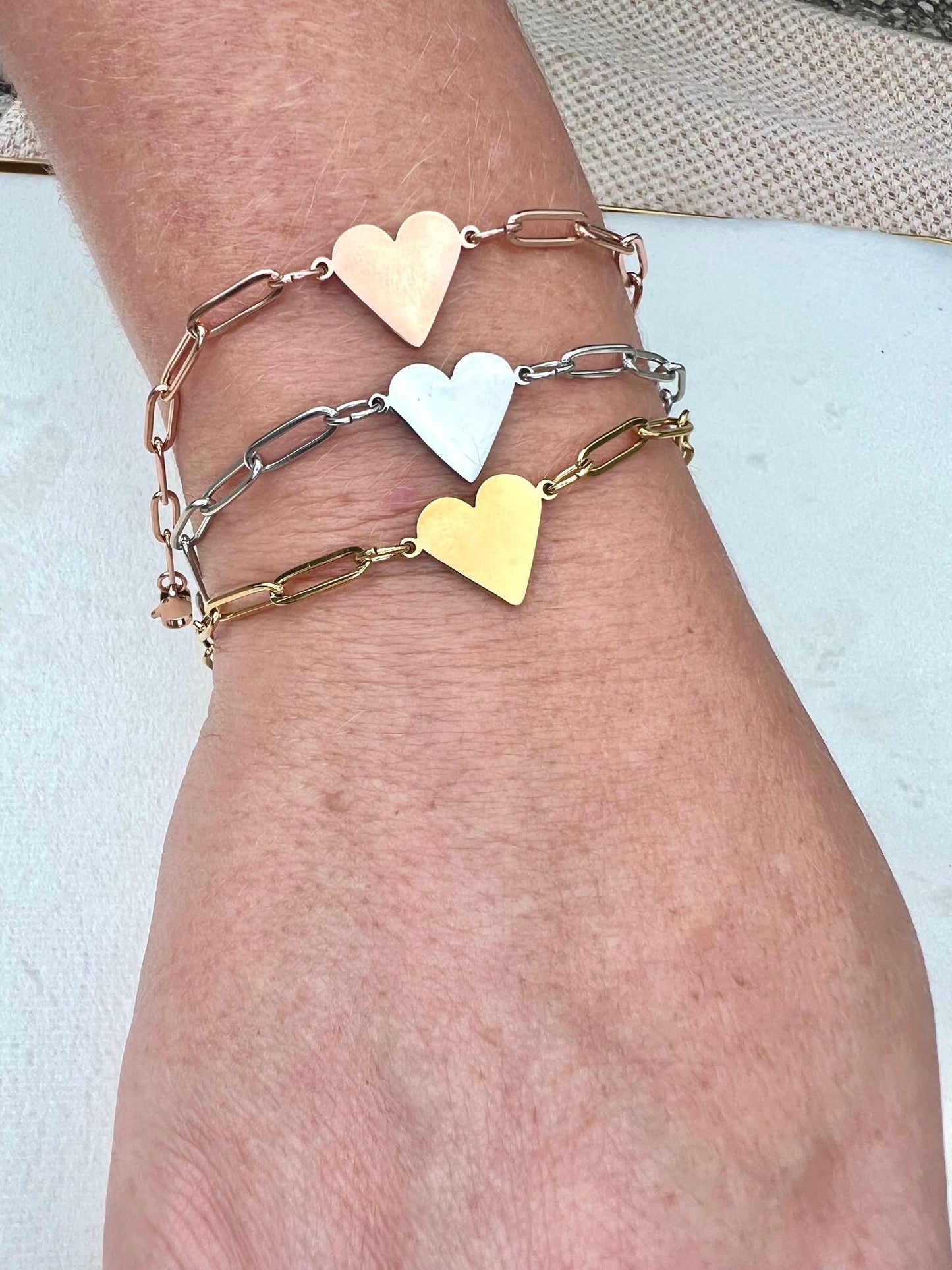 Paperclip heart bracelet, Christmas gift idea, Personalized engraved name heart bracelet