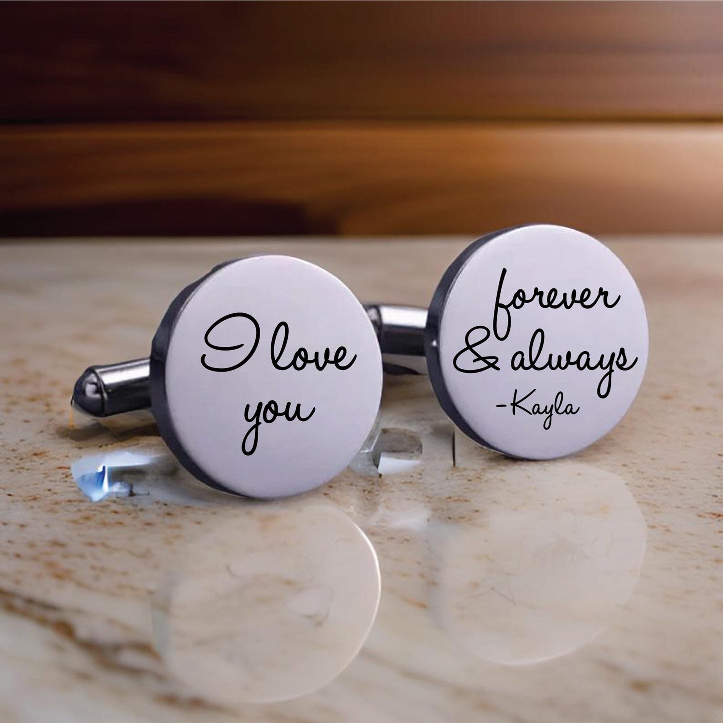 Custom Engraved Cufflinks for Groom | Personalized Text or Handwritten Message | Unique Groom Gift for Wedding Day