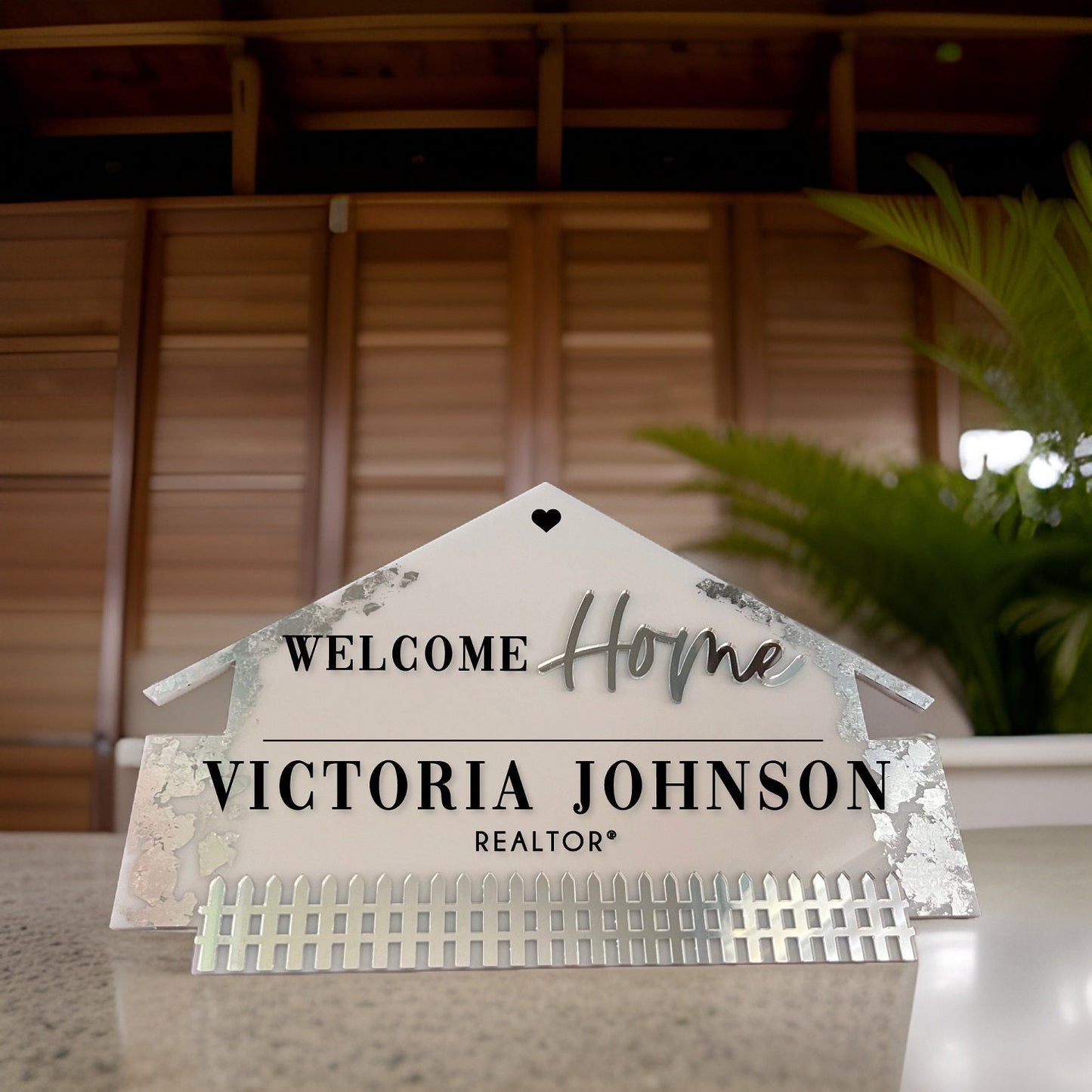 Welcome home closing sign Acrylic Real estate house closing sign with fence, just closed real estate sign, real estate agent sign
