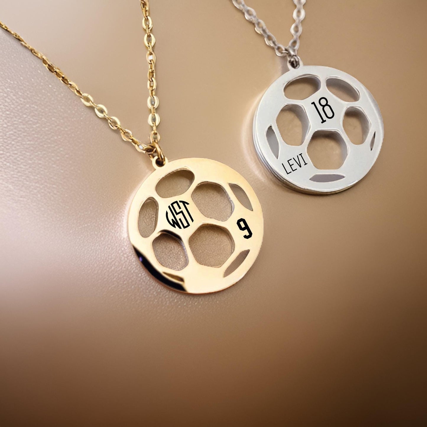Engraved soccer necklace, stainless steel soccer necklace, personalized soccer ball necklace, monogram soccer necklace, soccer player gift