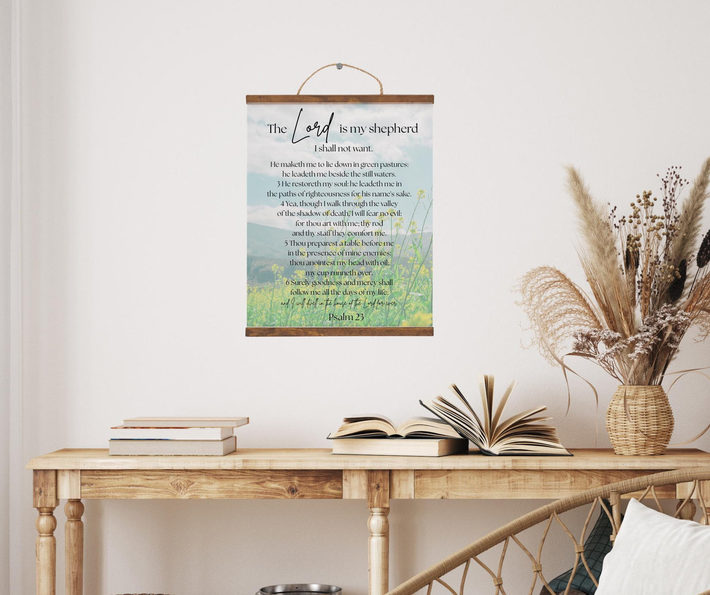 Psalm 23 Sign, Customizable bible verse sign, Christian wall decor, canvas hanging sign, custom bible verse sign