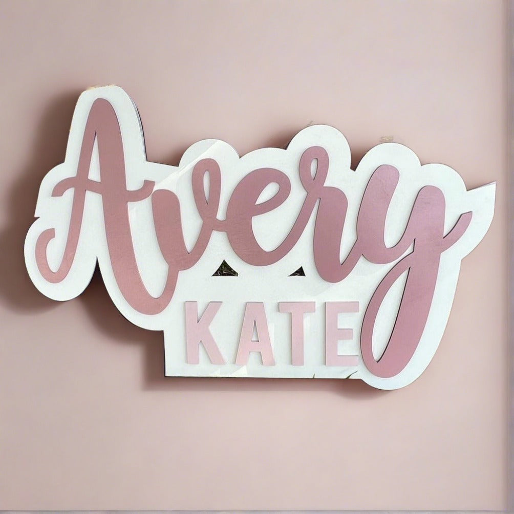 Outline First and middle name sign on stained background