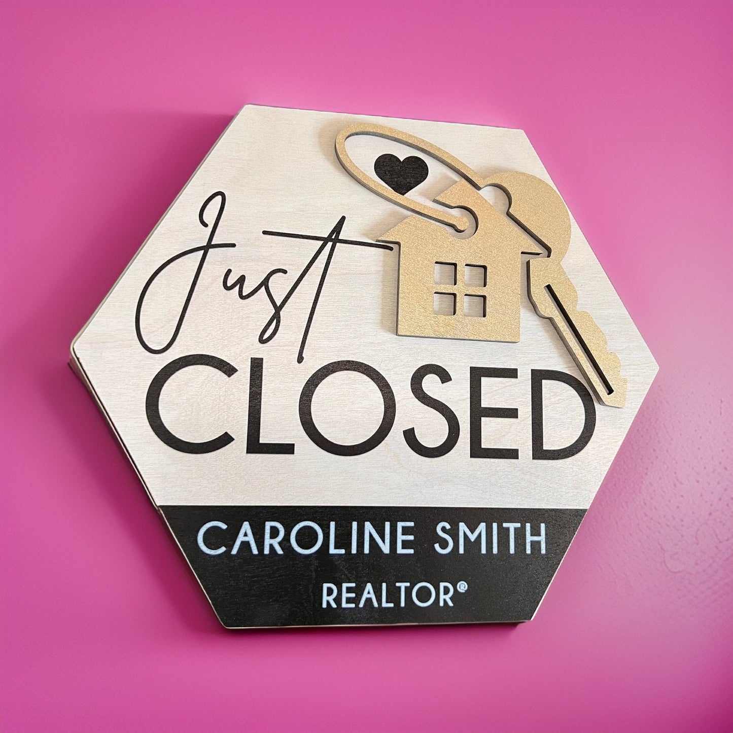 Y’all we bought a house sign , real estate closing sign, hexagon real estate sign, wooden closing sign, real estate agent prop sign