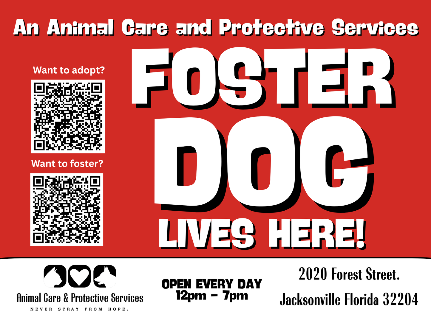 Animal Care & Protective Services Yard Sign