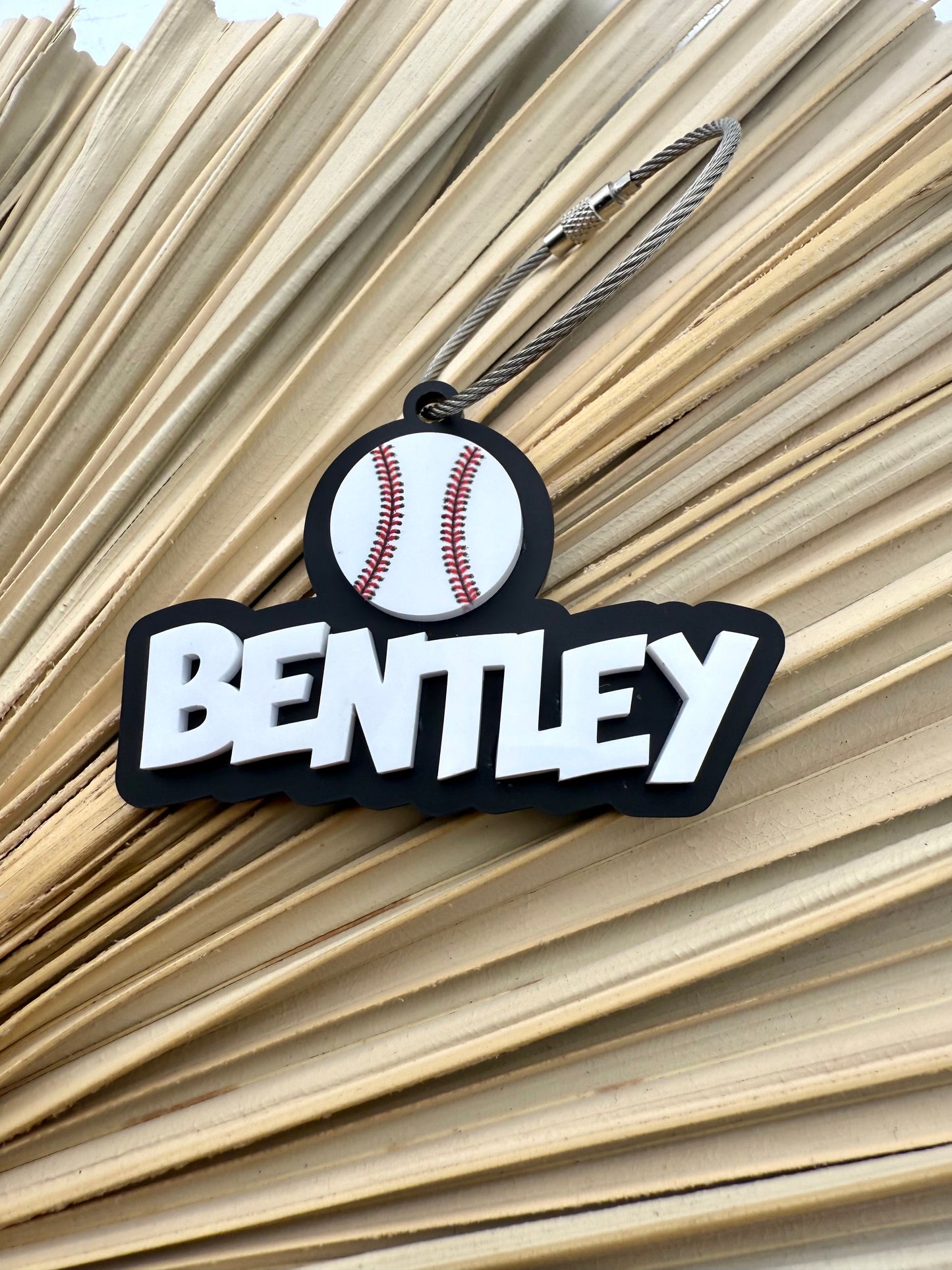 Custom Baseball or Softball Bag Stacked Tag – Personalized Sports Backpack Tag with Player Name, Team Gift, Coach Gift, Acrylic baseball name tag