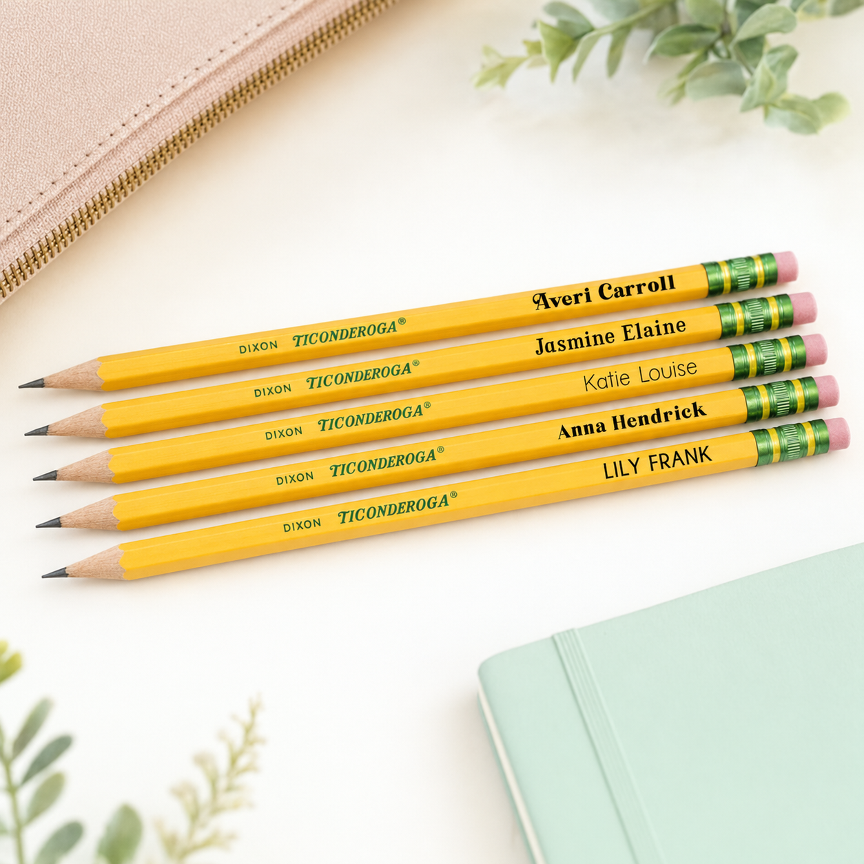 Custom engraved pencils, personalized pencils, set of 12 classic Ticonderoga #2 pencils