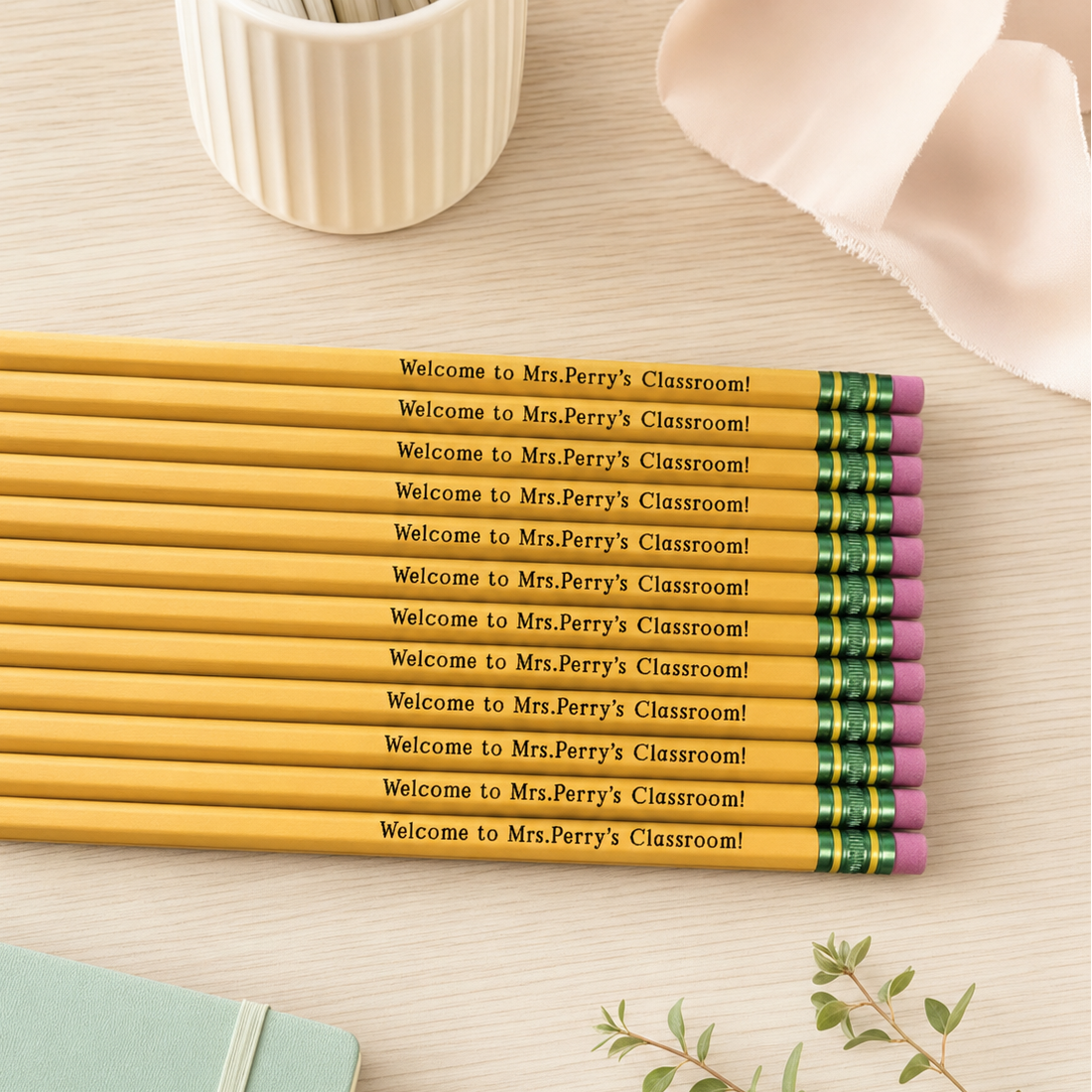 Custom engraved pencils, personalized pencils, set of 6 class Ticonderoga #2 pencils