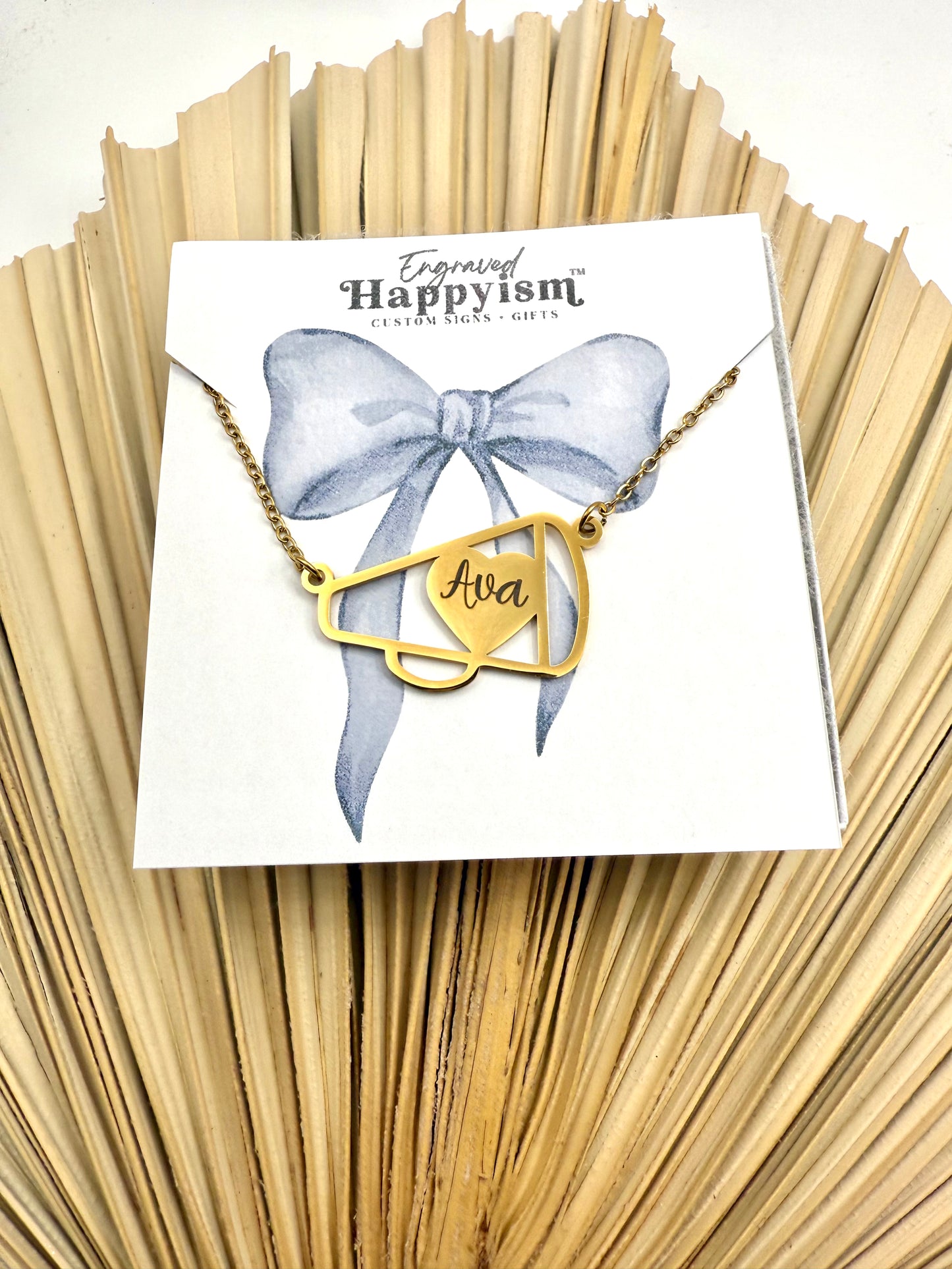 Engraved cheerleading necklace, cheerleader necklace, custom name cheerleading necklace, personalized cheerleader gift, cheerleading jewelry