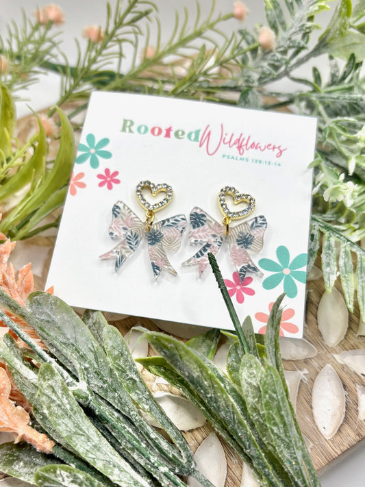 Tropical Bow & Heart Earrings | Stella Collection