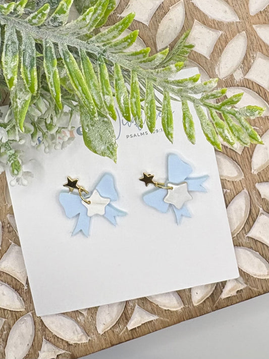 Baby Blue Bow & Star Earrings | Coquette-Inspired Charm | Stella Collection