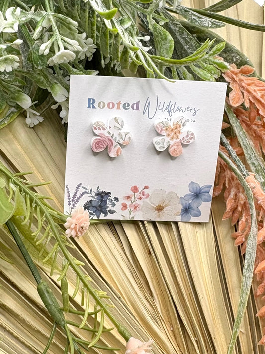 Floral Stud Earrings | Vintage-Inspired Acrylic Blossoms 2, Stella collection