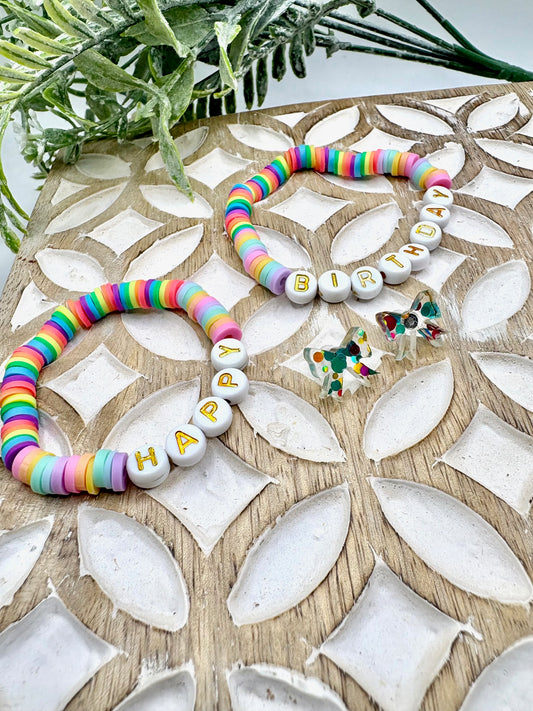 Happy Birthday Bracelet Set & Confetti bow earrings | Clay Beads 🎉, Stella collection