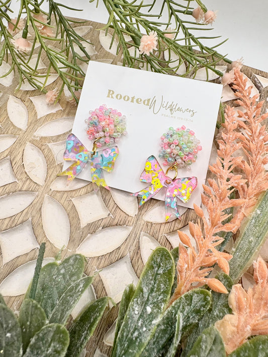Beaded Confetti Bow Earrings | Stella Collection