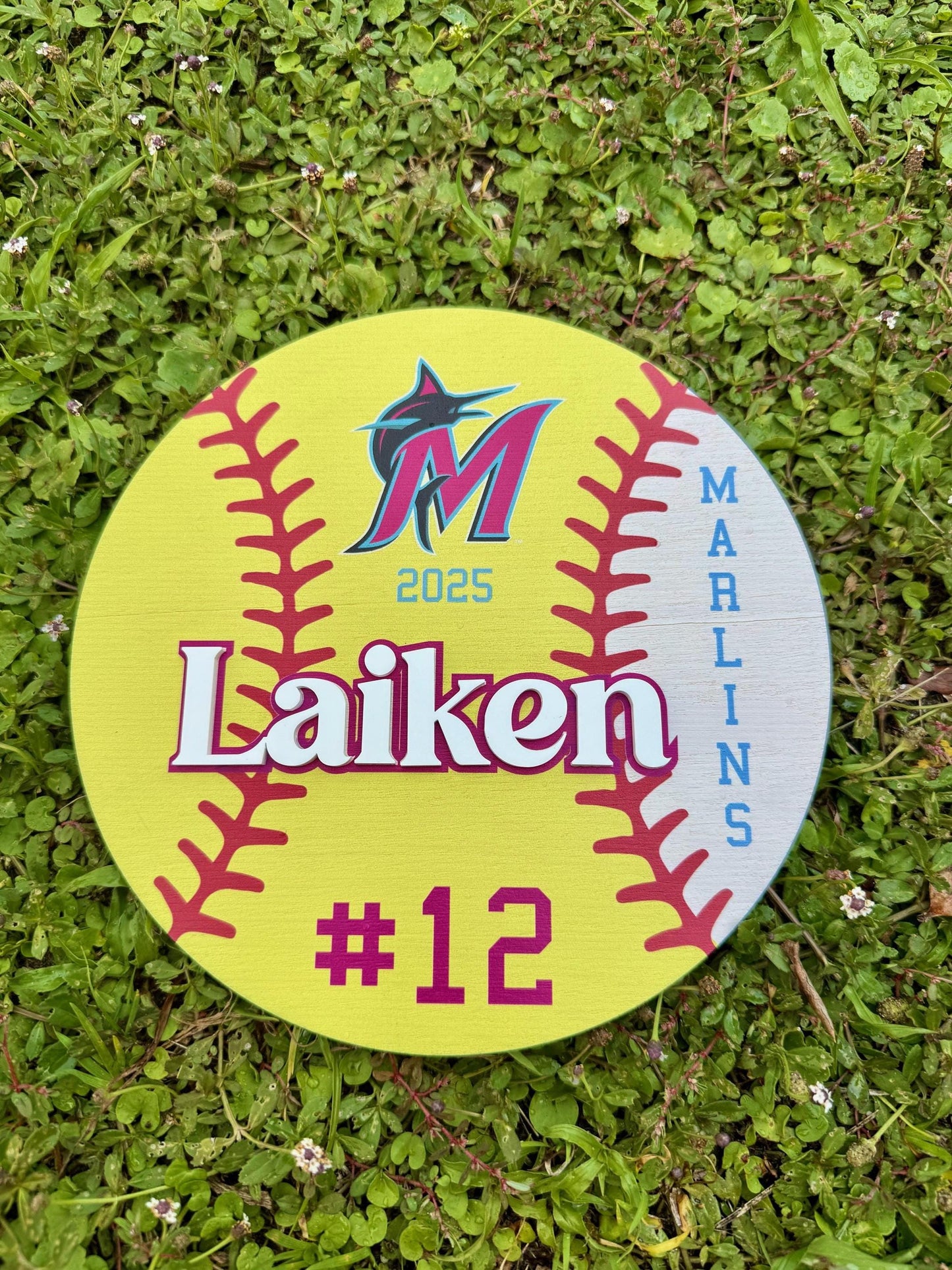 Custom Softball Award Sign – 9" Birch Wood with 3D Acrylic Name – Personalized End of Season Gift, Senior Night, or Player Room Decor