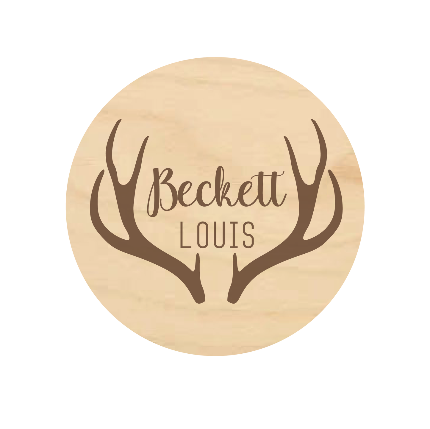 Engraved Wood Newborn Name Sign - Antlers