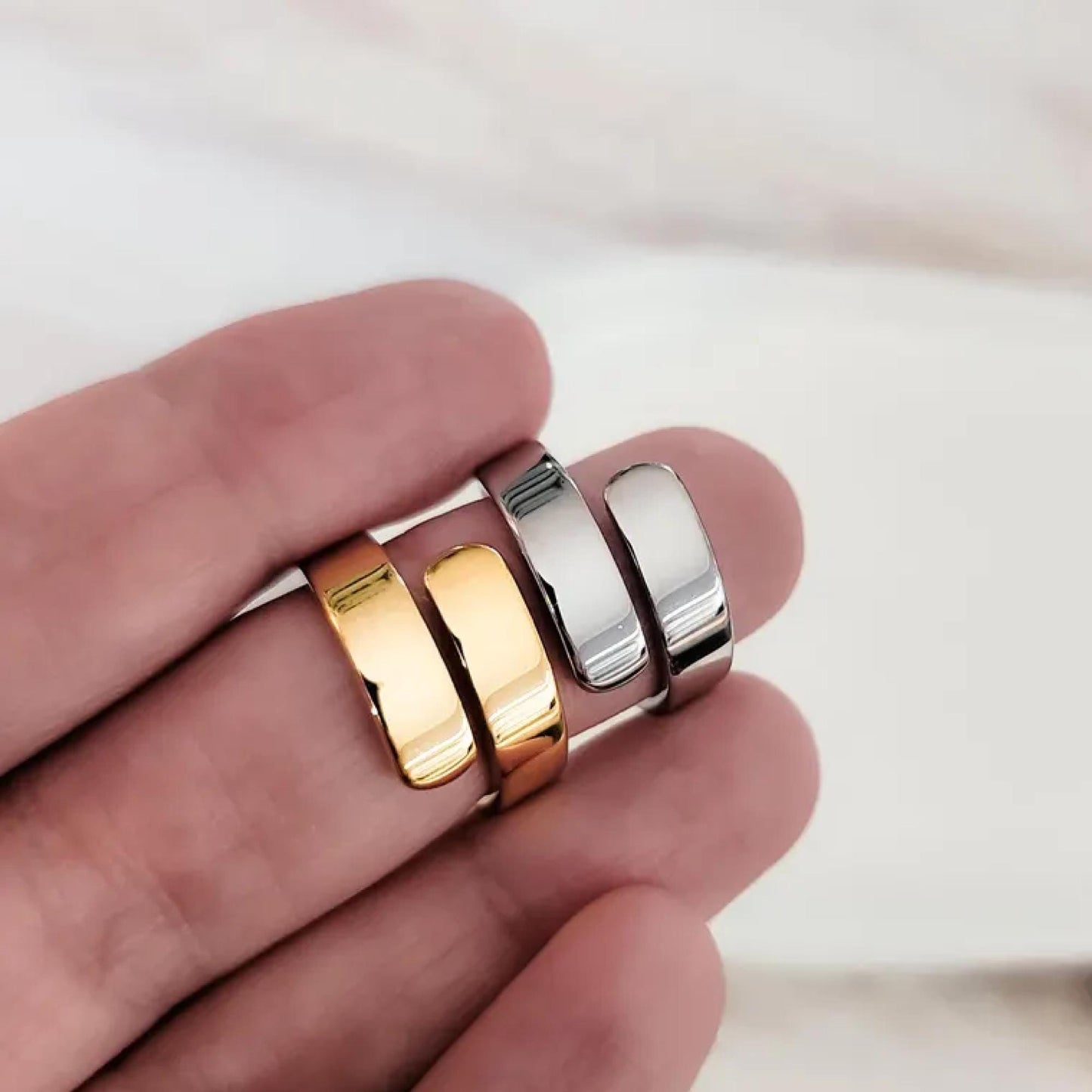Custom engraved minimalist twist ring, adjustable stainless steel ring, narrow, tarnish-resistant, anniversary gift idea for women
