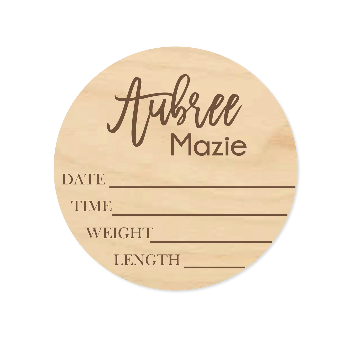 Newborn baby name announcement birth details sign