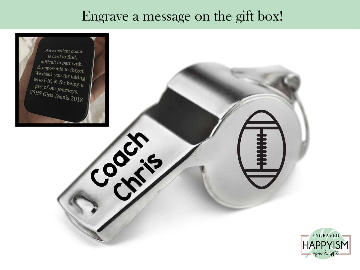 Engraved Football Whistle, Coach Gift, Engraved Coach Whistle, Name Engraved on Whistle, Coach Gift , Basketball, Baseball, Soccer football