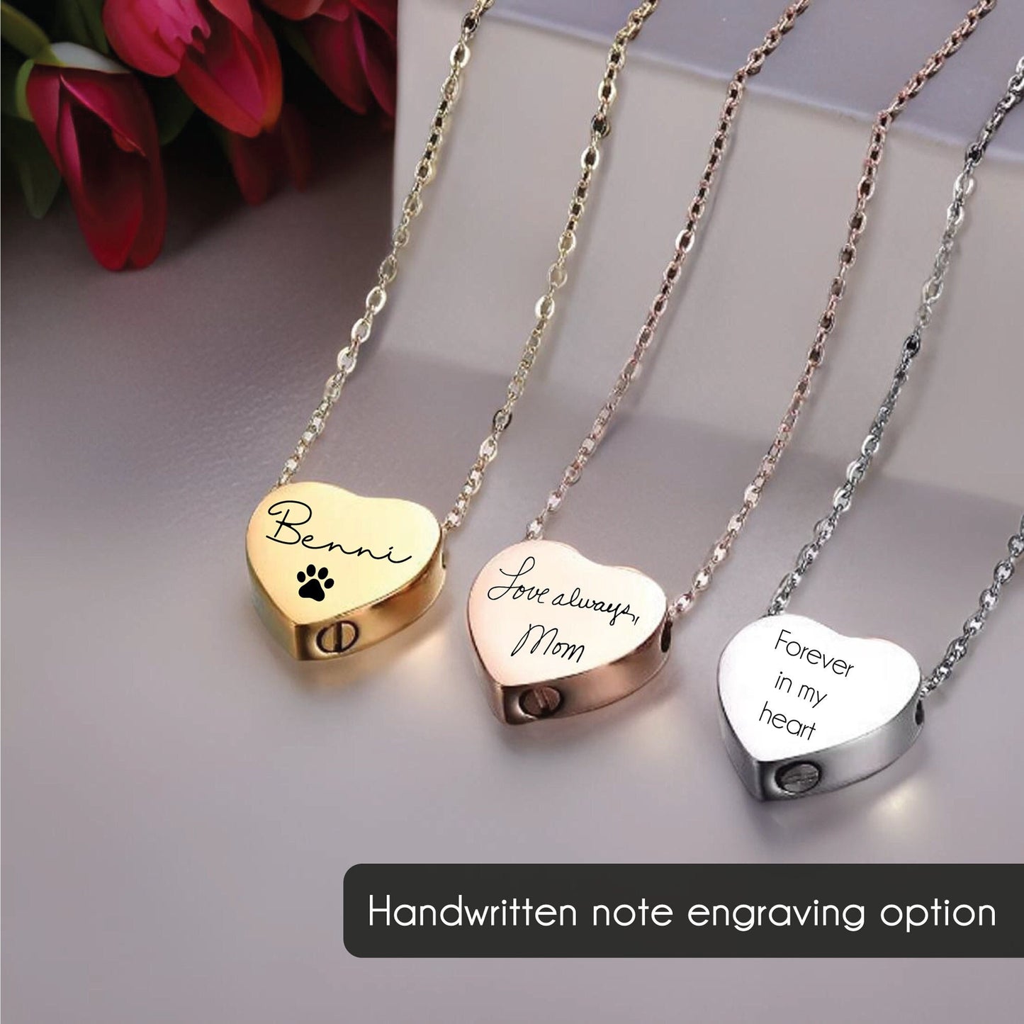 Engraved urn necklace, memorial necklace, heart urn necklace, custom heart urn necklace, ashes cremation memorial jewelry loved one