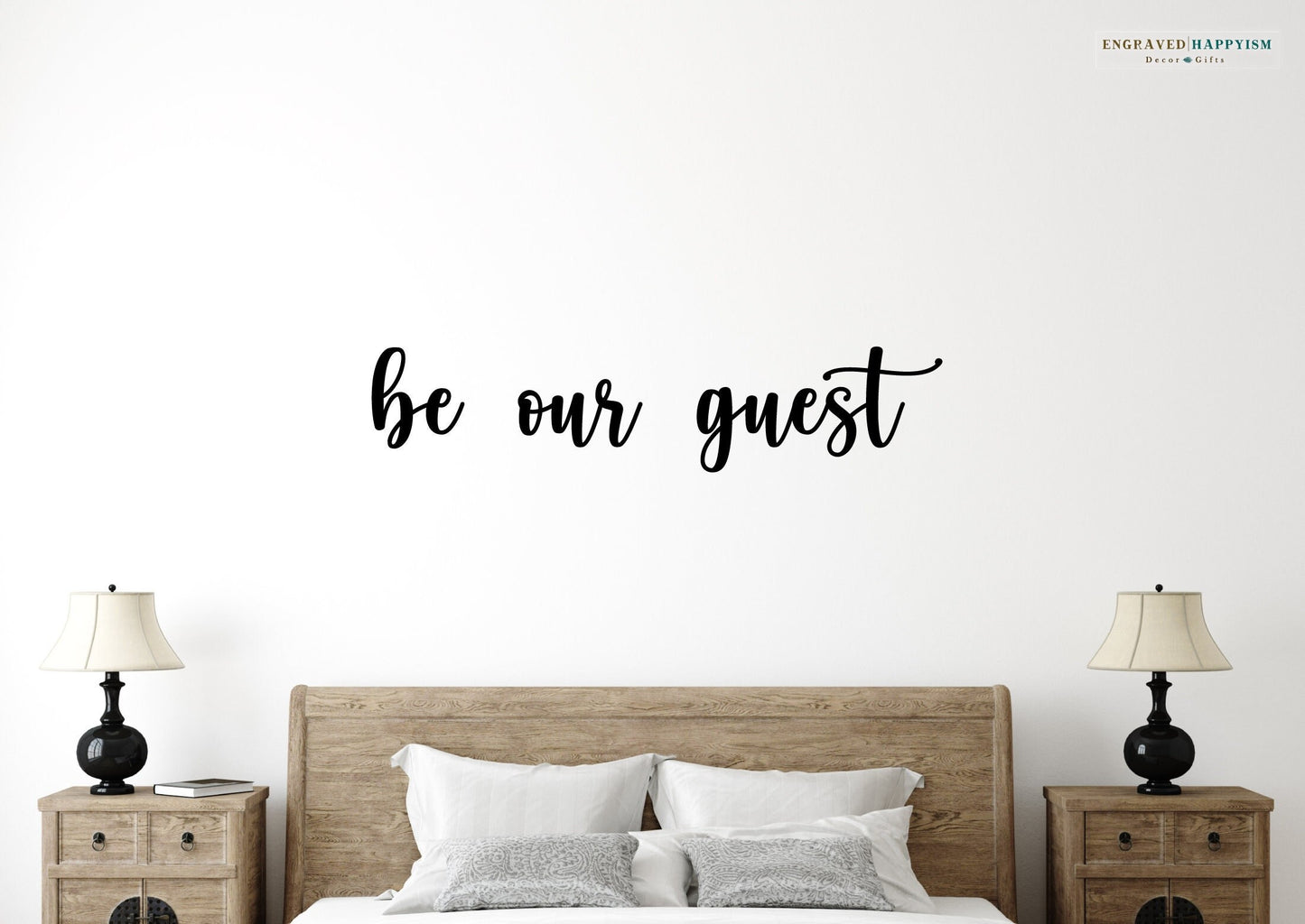 Be our guest wood sign, be our guest laser wood sign, custom guest room decor, guest room decor, be our guest sign, Happyism, inspiration