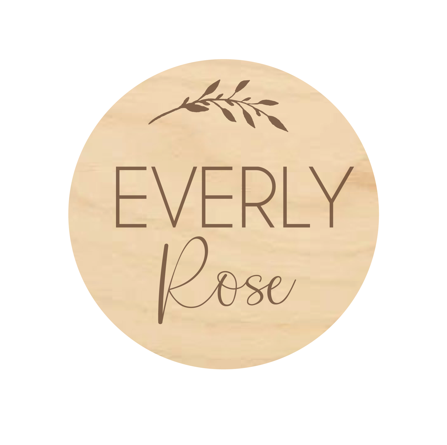 Engraved Wood Newborn Name Sign - Leafy
