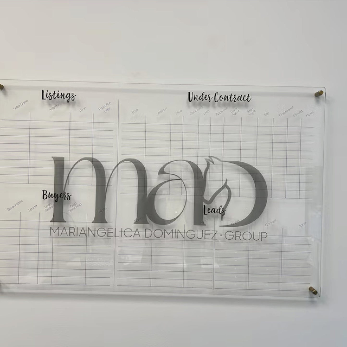 Real estate pipeline sign, clear acrylic custom real estate dry erase board, realtor organizer, real estate agent wall organizer sign #011