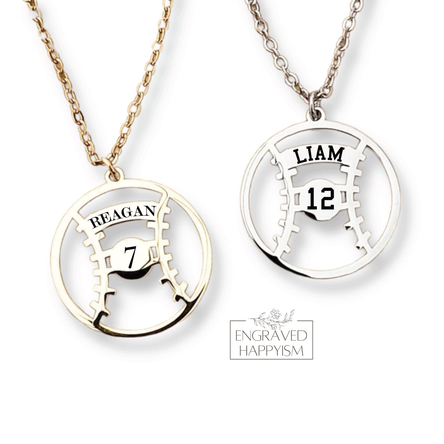 Engraved baseball necklace, engraved softball necklace, softball player necklace, baseball player necklace, baseball mom necklace