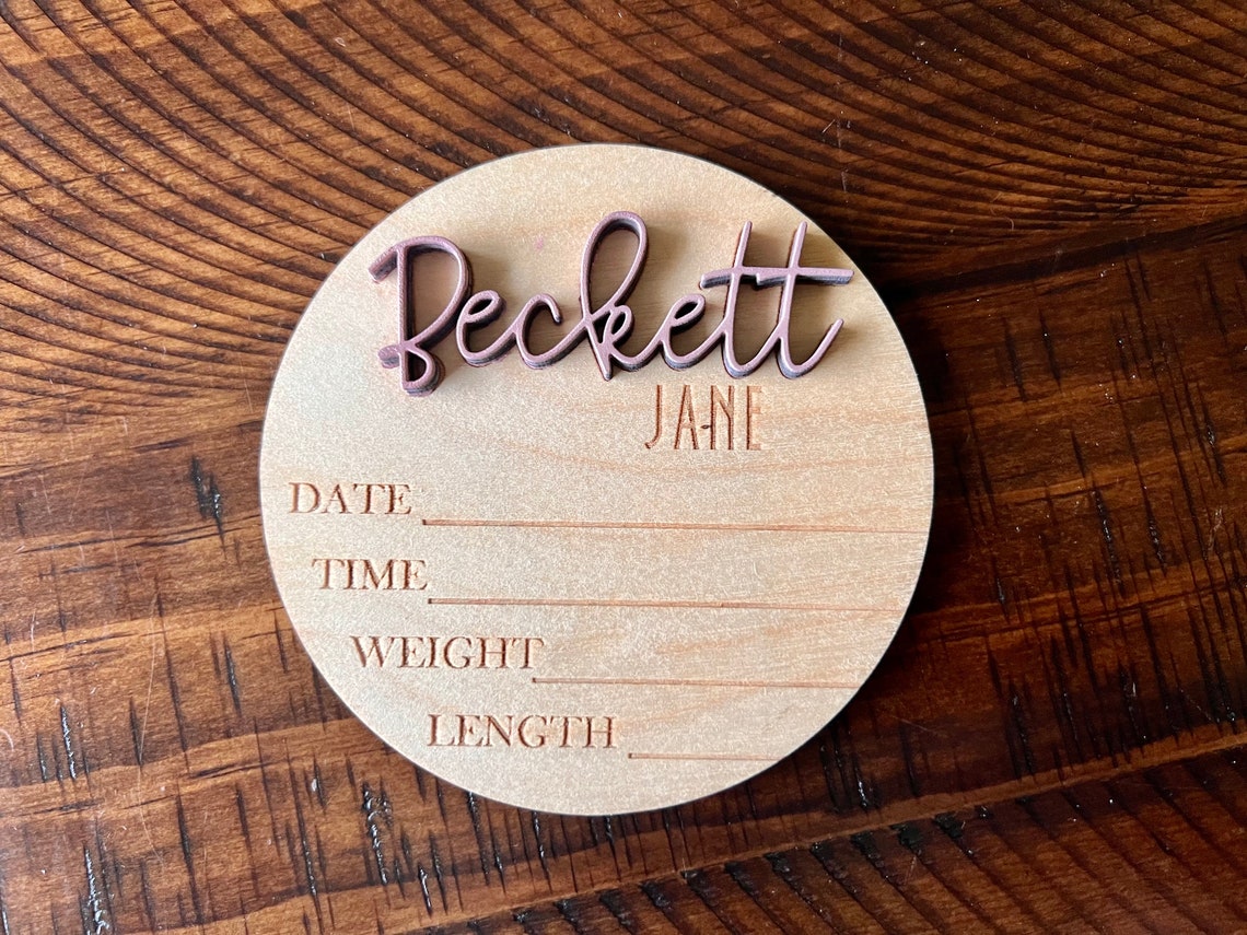 Newborn baby name announcement birth details sign