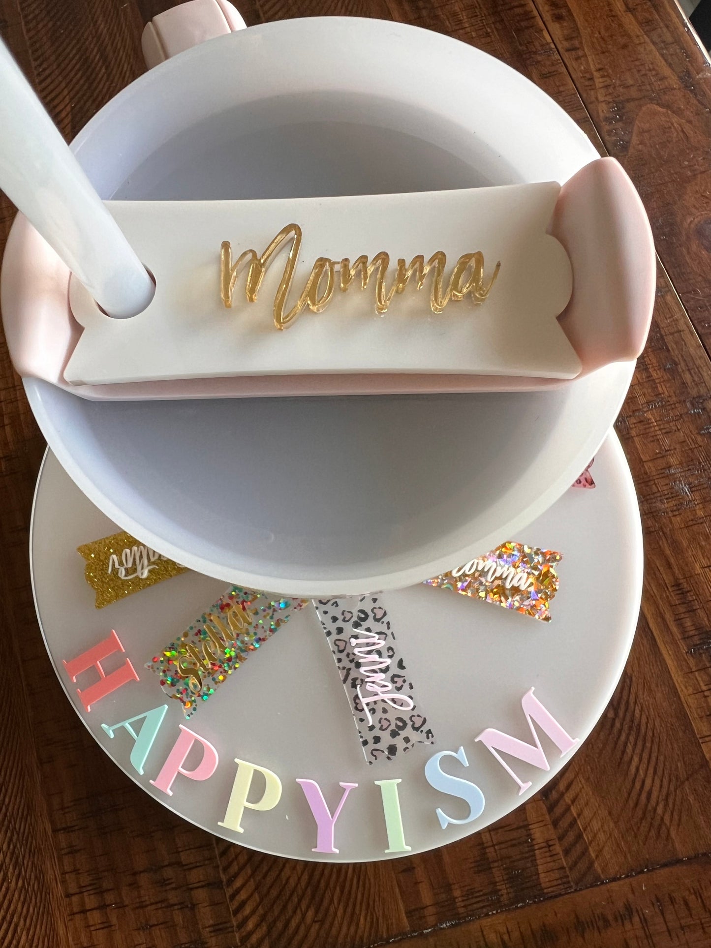 Custom acrylic name Stanley topper - Cheetah print