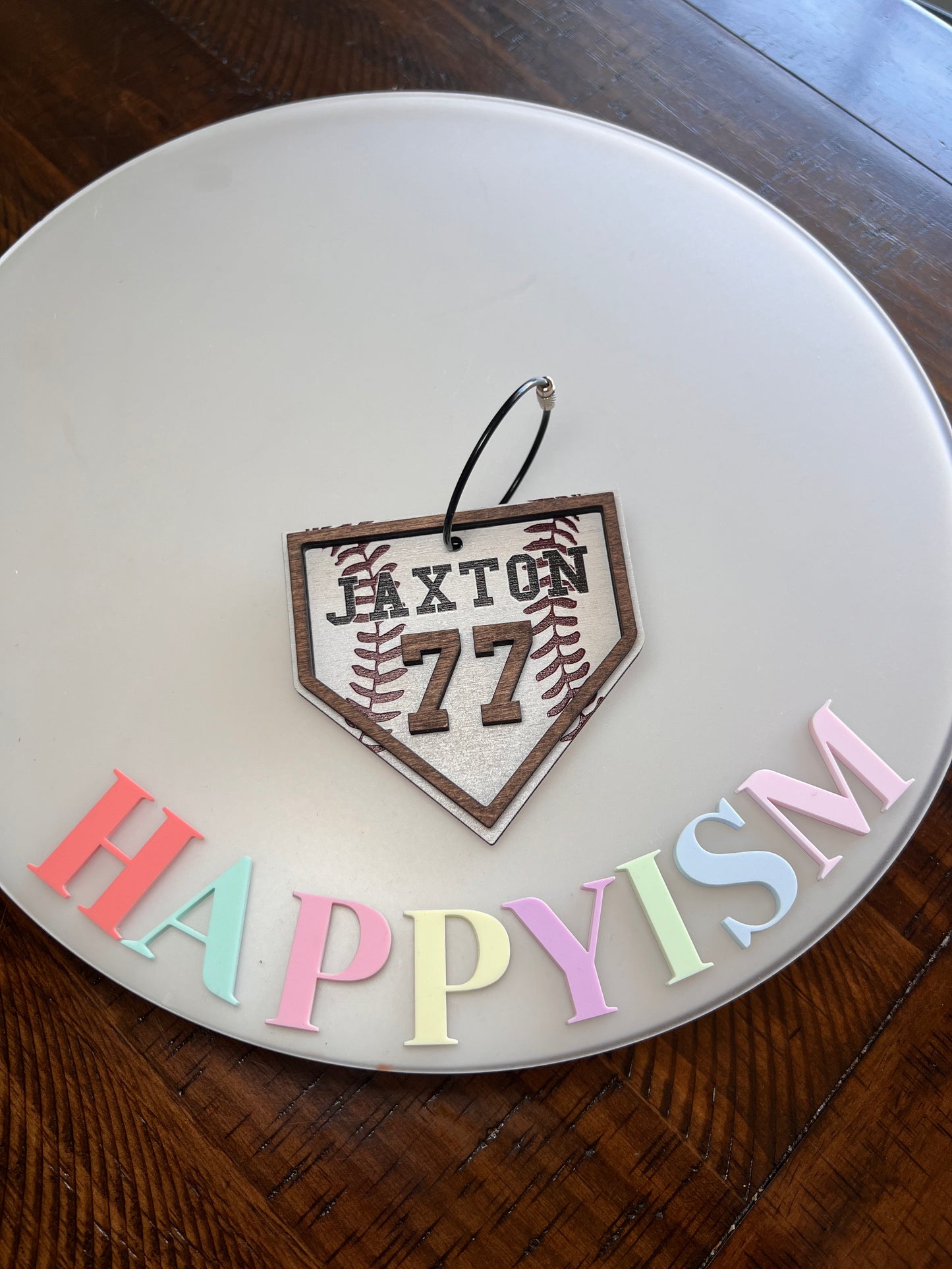Baseball bag name tag, softball bag tag, home plate
