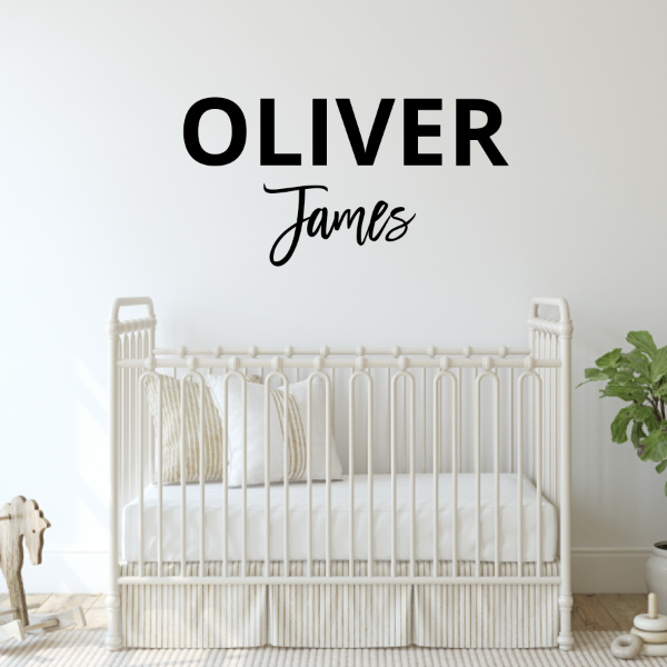 First and middle name sign - individual letters for first name, script middle name
