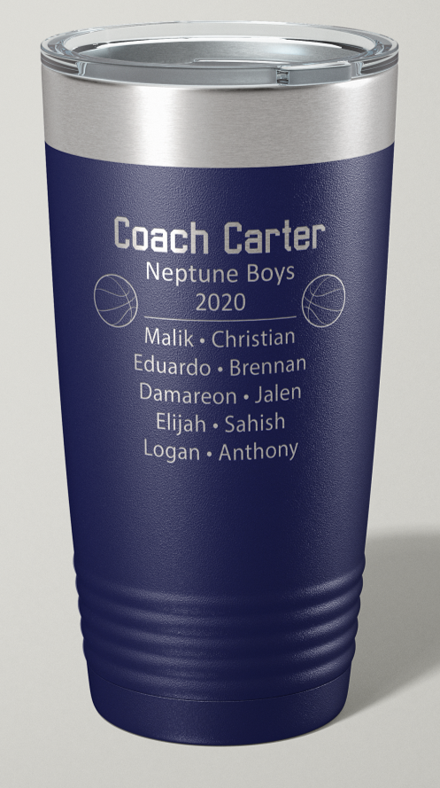 Engraved Basketball Coach 20 oz Stainless Steel Tumbler - Happyism, Inc. Engraving