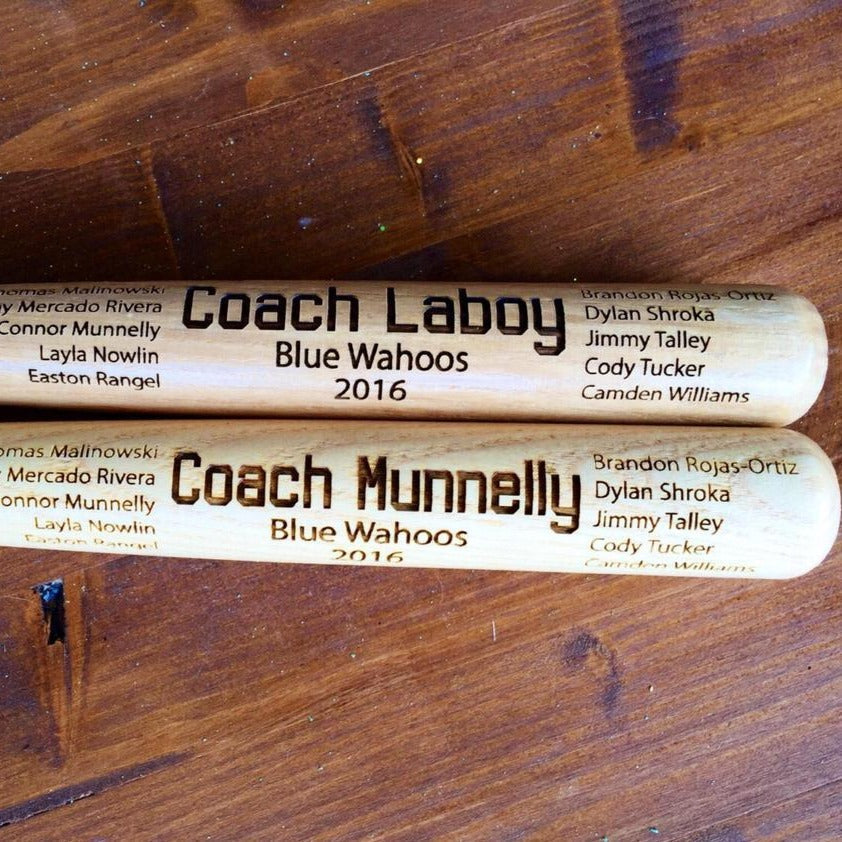 Engraved Miniature Coach Bat - Happyism, Inc. Engraving
