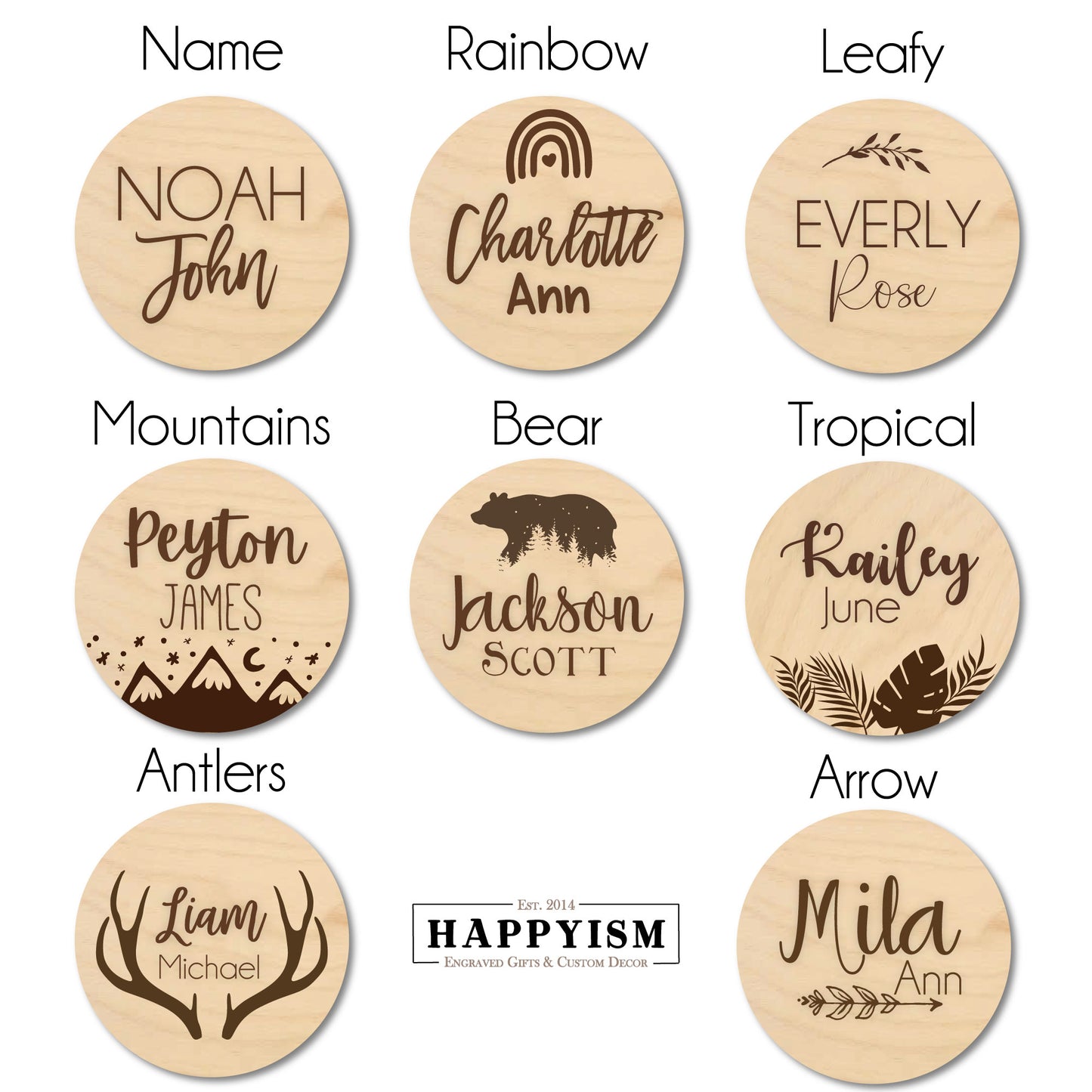 Engraved Wood Newborn Name Sign - Name