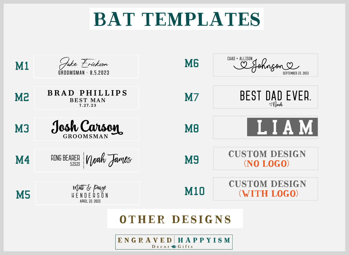 Engraved Miniature Coach Bat, Design #3 Sample