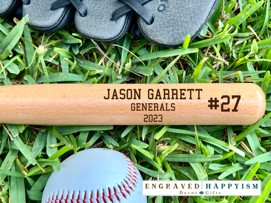 Engraved Miniature Player Bat, Design #P1 Sample