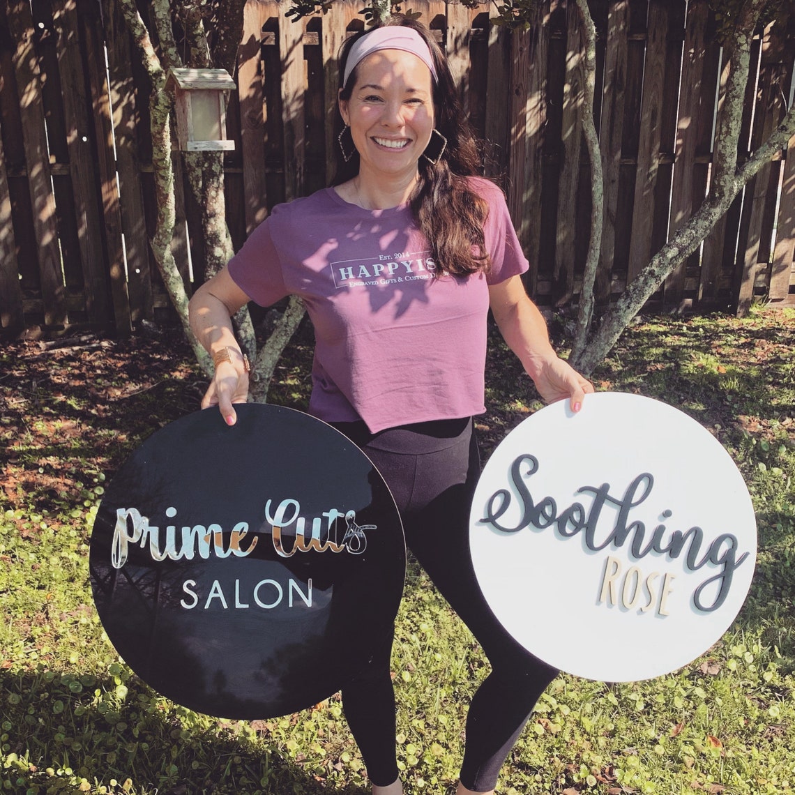 Round acrylic name sign - first and middle name