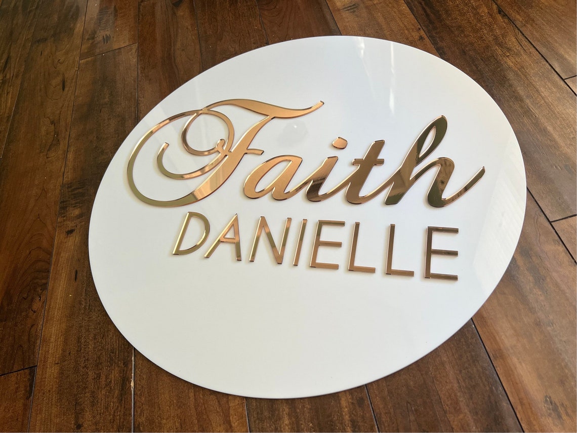 Round acrylic name sign - first and middle name