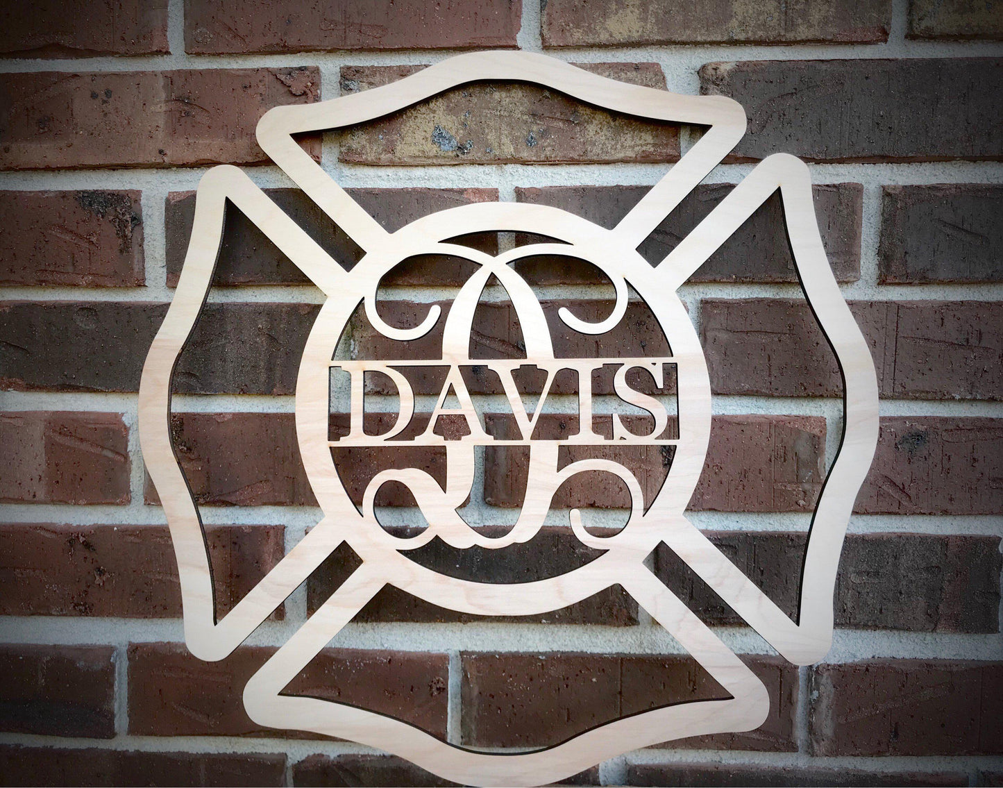 Firefighter Monogram Wood Cutout - Happyism, Inc. Engraving