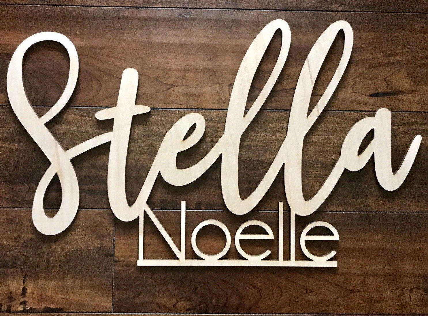 Custom First & Middle Name Wood Sign - Live Preview - Happyism, Inc. Engraving 