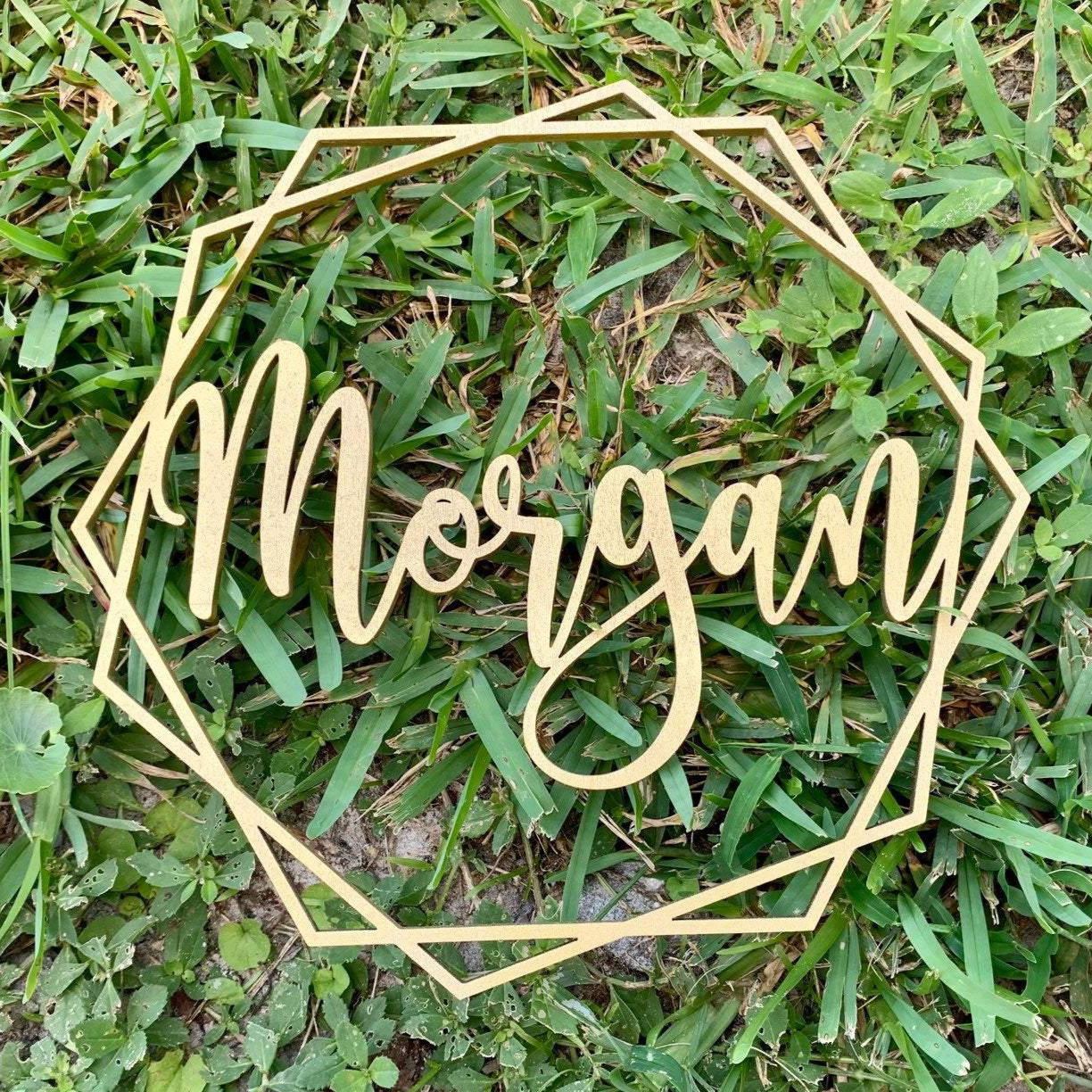 Geometric Last Name Wedding Sign - Happyism, Inc. Engraving