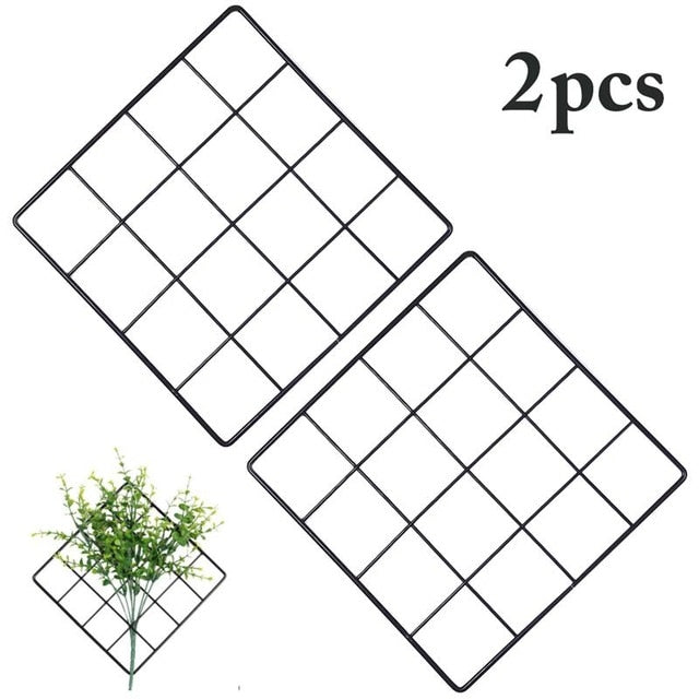 Simple Solid Color Iron Square Grid Photo Wall