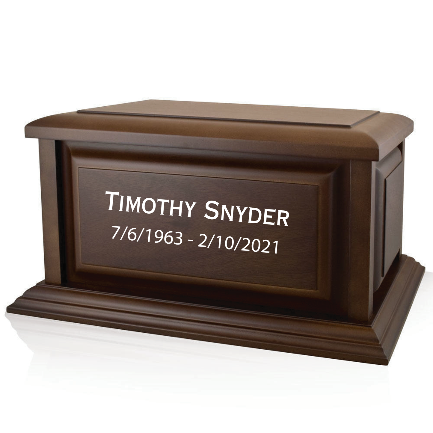 Engraved Large Traditional Walnut Wood Cremation Urn