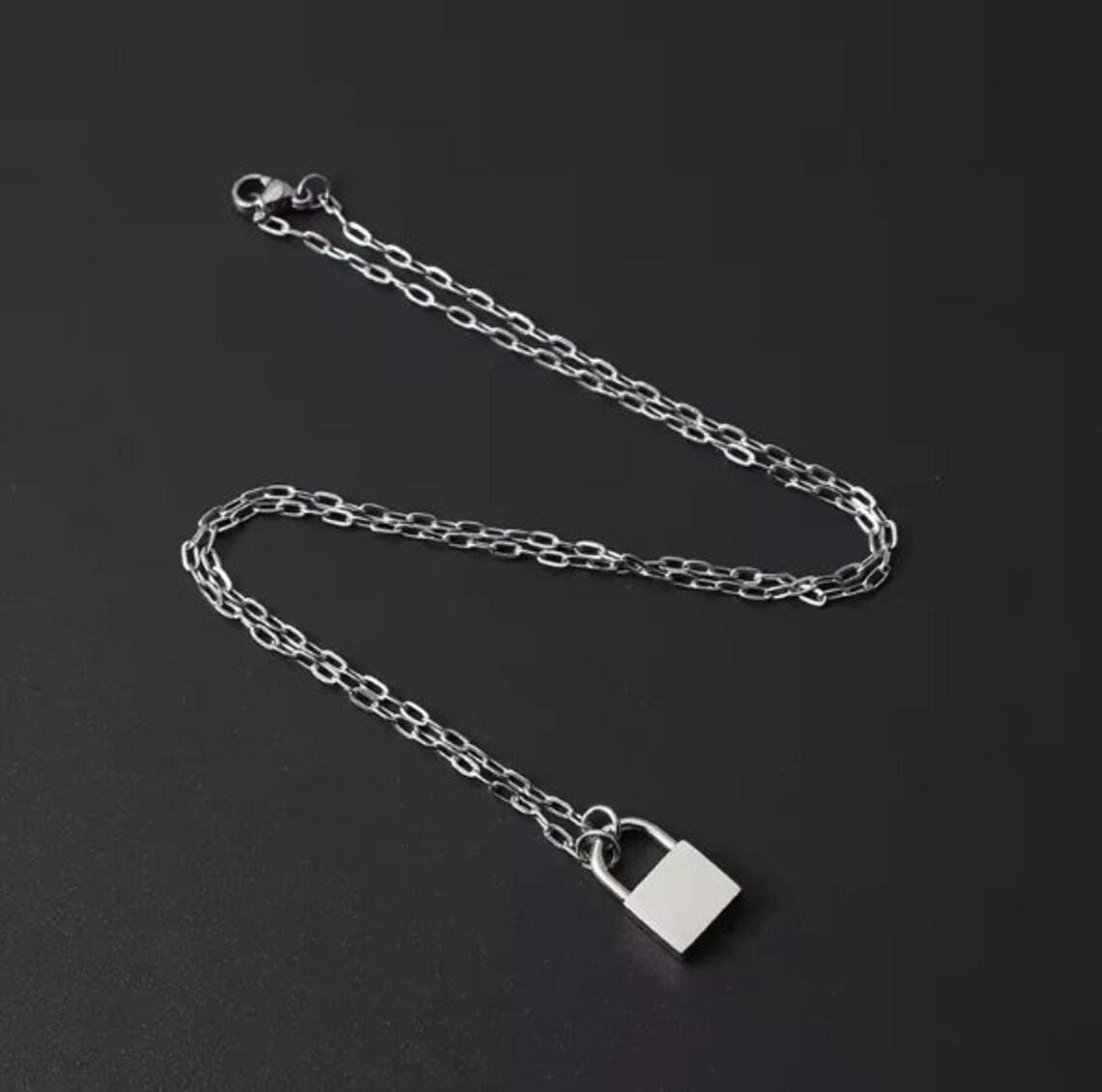 Personalized lock necklace, minimalist jewelry, petite lock necklace