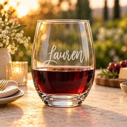 Personalized 21 oz Large Stemless Wine Glass – Custom Name Glass