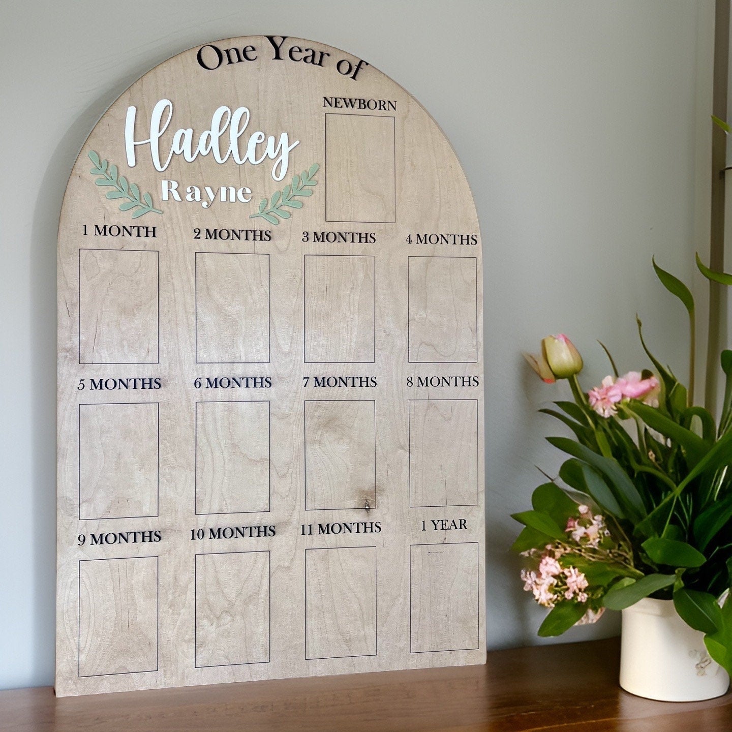My First Year One Year of Photo Board Wooden Milestone Board 1st Birthday Milestone Board First Birthday Decorations 12 Months Photo