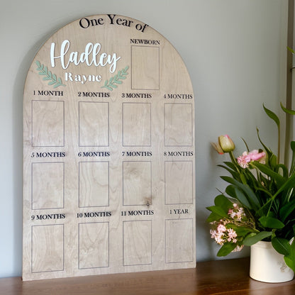 My First Year One Year of Photo Board Wooden Milestone Board 1st Birthday Milestone Board First Birthday Decorations 12 Months Photo