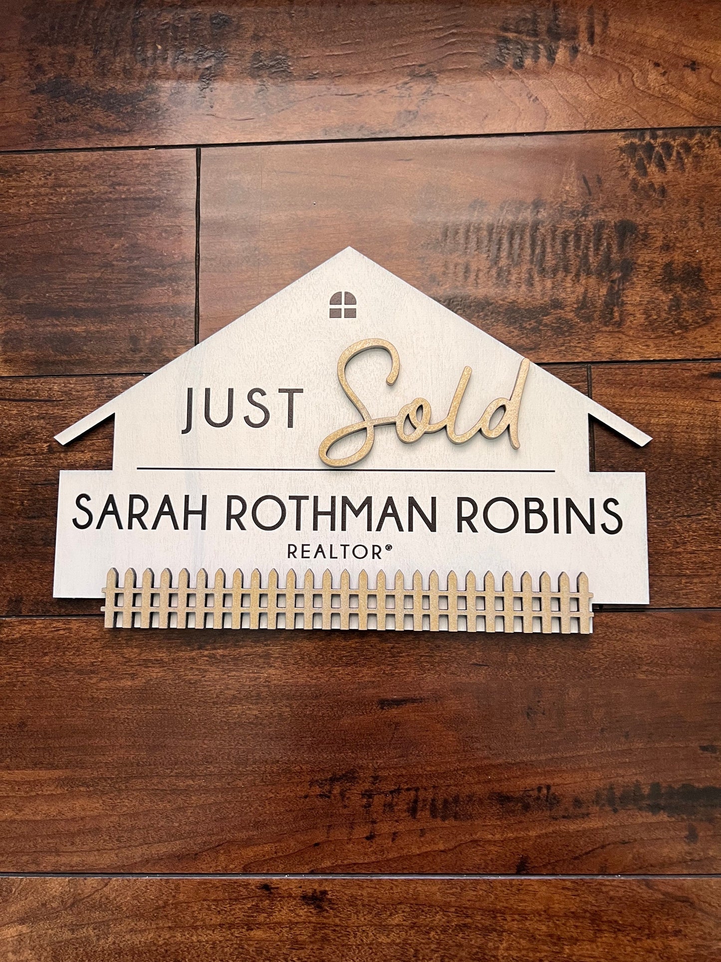 Real estate house closing sign with fence, just closed real estate sign, real estate agent closing sign, fun closing sign, realty sign cute