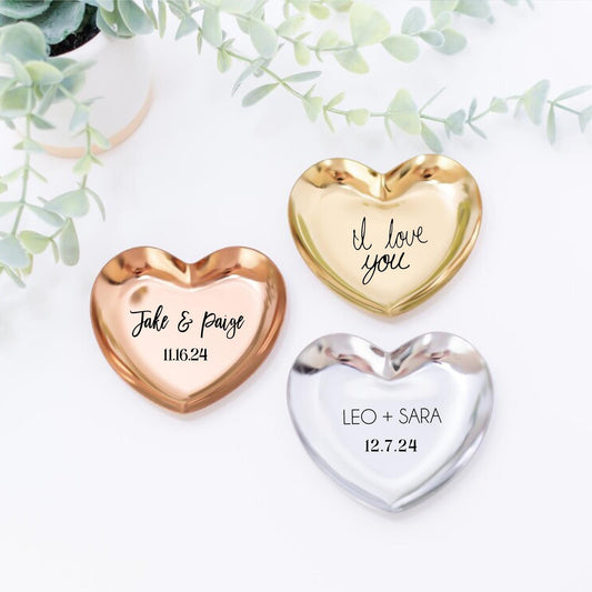 Custom engraved stainless steel ring tray, personalized ring dish, bride gift, wife gift